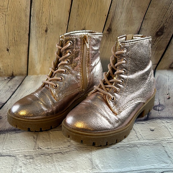 Pink Metallic Military Youth Boot Size 12 - Picture 1 of 3